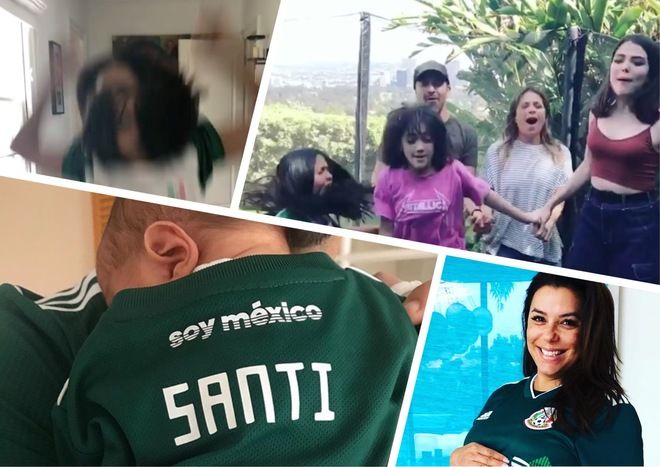 Ева Лонгория и Сальма Хайек болеют за сборную Мексики по футболу