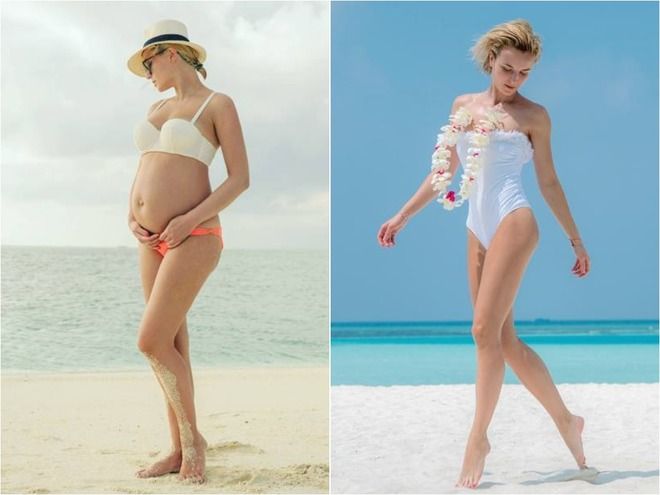 Полина Гагарина до и после второй беременности.   Instagram @gagara1987